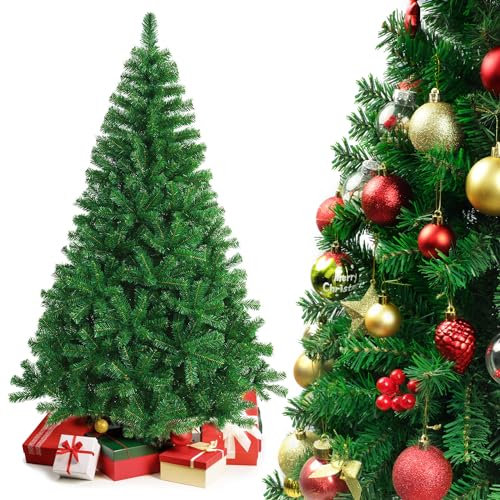 Sapin de Noël 150 cm,500 Branches Sapin de Noel Artificiel,Arbre de Noel avec Support Pieds en Fer,Luxuriant Vert Sapin en Plastique,Montage Rapide PVC Faux Sapin,Effet Réaliste Sapin Giulia
