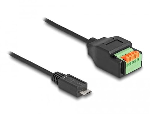 DeLOCK USB 2.0 Typ Micro-B Stecker auf Klemmenblock mit Drucktaste, 15 cm Marke