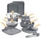 Kitchen Academy 17 Piece Non-Stick Pots and Pans Set, Induction Pan Set, Granite Non-Stick Saucepan Set, Grey