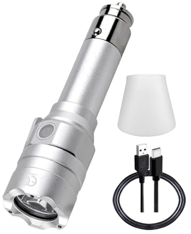 MCCC - Rechargeable Small Flashlight with Diffuser 12 Volt Car Cigarette Lighter and USB C Charging for Emergency Vehicles, Car Exhaust, Outdoors, Use