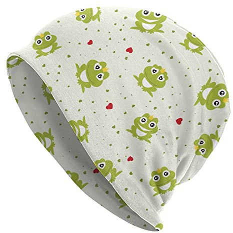 TORR Beanie-Mütze mit Froschmuster, Totenkopfmütze, Krebskopfbedeckung, Strickmütze, Baggy Slouchy, Schal, Kappe für Damen und Herren, Lustiger Frosch, One size