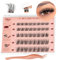 Higu Clace Pre-Glued-Eyelashes Natural Look, Pre-Glued Lashes Mix10-16mm, Self-Adhesive-Cluster Lash D Curl, Press On Eyelash No Glue with Tweezer Easy to Use(Natural 01-10-16MM)