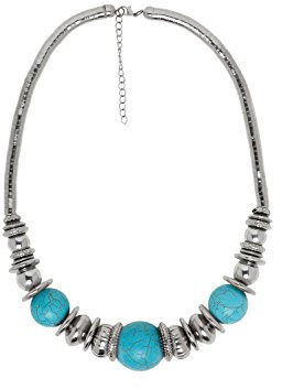 MERSADA Halskette Collier Halsschmuck im ethnischen böhmischen Stil mit Schmuckperlen (Türkist)