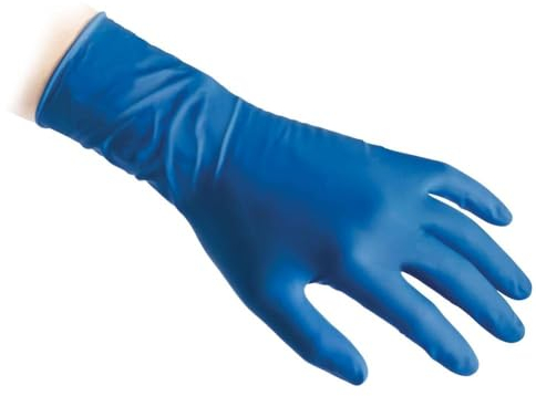 REFLEXX R98 200 500 Guanti in lattice BLU - ALTA RESISTENZA 18,5 GRAMMI - VARIE TAGLIE OFFERTA - POLSO LUNGO HIGH RISK OTTIMO PER IMPRESE DI PULIZIE (200 PEZZI, M)