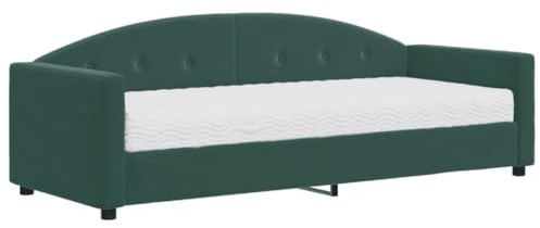 ZQQLVOO Betten, bettrahmen & lattenroste Schrankbett Polster kopfteil Tagesbett mit Matratze Dunkelgrün 80x200 cm Samt