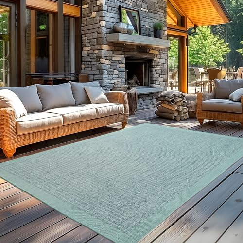 Carpetsale24 In- & Outdoor Teppich Wetterfest 80 x 150 cm Läufer Blau - Flur Waschbar, Wasserfest, Pflegeleicht und Flachgewebe - Ideal für Balkon, Garten, Terrasse und als Küchenläufer