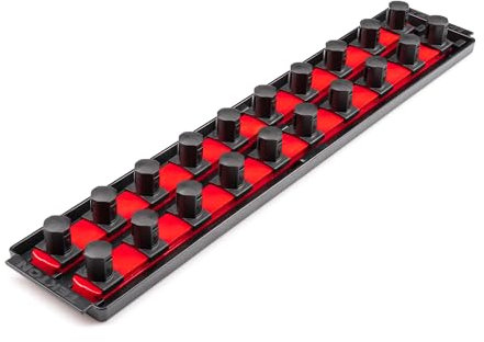 TEKTON 3/4 Inch Drive 2-Rail Socket Organizer Set, Red (20-Tool) | OST33120 | Made in USA