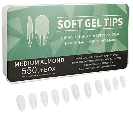 Yosoo Health Gear Kunstnägel Set, 550 Tabletten, Ultradünn, Klar, Stiletto Mandelförmig, Lange Nägel für Hochzeit, Dating, Party
