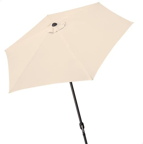 AKTIVE Sombrilla hexagonal, Sombrilla terraza jardín, Ø250 cm, color marrón, mástil aluminio, Ø34 mm, con manivela, con chimenea ventilación (62391)