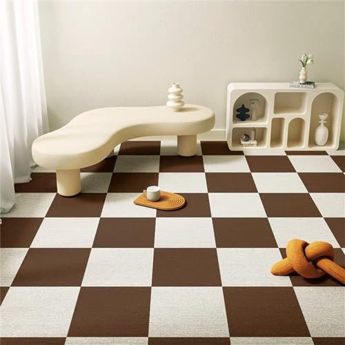 Self Adhesive Dark Brown Carpet Tiles 50X50cm Non Slip Hardwearing Square Flooring for Office Living Room Bedroom Easy to Peel and Stick Pack of 15 Pcs