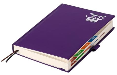 Akademischer Terminkalender 2025 A5 Tag pro Seite, 2025 Terminplaner, A5-Seite pro Tag von Januar bis Dez, Ganzjahresplaner mit bunten monatlichen Registern, Stifthalter, Innentasche (Lila)