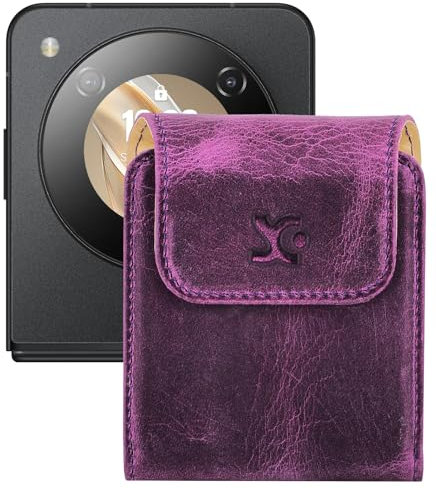 Suncase Funda de piel compatible con Nubia Flip 5G, color morado envejecido