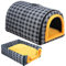 WY8 2-in-1 Convertible Grey Pet Bed for Cats & Small Dogs – Water Resistant Fabric, Soft Plush Cushion, Indoor & Outdoor Use, Warm and Cool Sleeping House, Portable with Handle, Non-Slip Base - Small