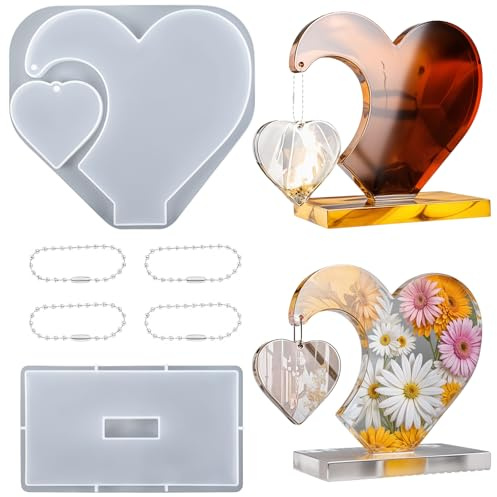 Ymapinc Large Heart Silicone Mold,One Big One Small Heart Molds Silicone | Love Resin Molds for Crafts, DIY Picture Frame Display, Art Crafts Table Home Decor Gift