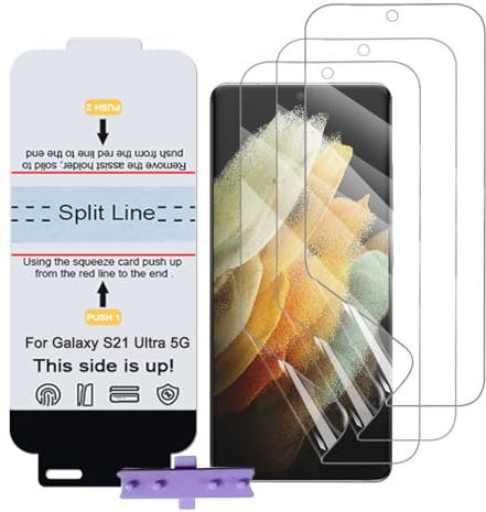 SLBESTLUC 3 Pezzi Telefono Pellicola Protettiva per Samsung Galaxy S21 Ultra 5G, TPU Pellicola Protettiva Smartphone, HD Trasparente Pellicola Protettiva Idrogel, Senza Bolle(Non Vetro Temperato)