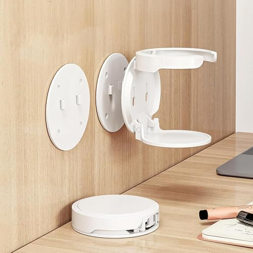 2Pcs Motorhome Wall-Mounted Round Cup Holder Foldable Self-Adhesive Drink Holder Multipurpose Space-Saving Wall Bottle Rack for Camper Van Caravan Boat (White)