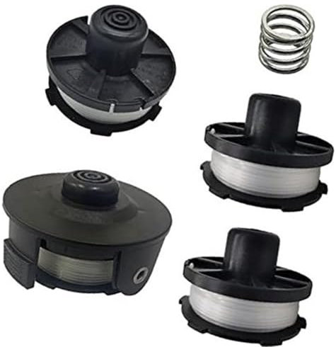 QASULER Strimmer Spool Line, for Maki-ta 196146-9 195858-1, 1.6mm Trimmer Spool Line, for Maki-ta Akkusense 18V DUR1817 DUR181RF DUR181 Grass Trimmer (6 spools+2 caps) Lawn Mower Spool(BLACK 4 spools+