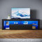 SONNI TV-Schrank Modern 180cm, Lowboard Hochglanz Schwarz mit 16 Farben LED-Beleuchtung, Schublade, offene Glasböden, Fernsehtisch für Fernseher bis 65 Zoll Wohnzimmer & Schlafzimmer, 180x35x50.5cm.