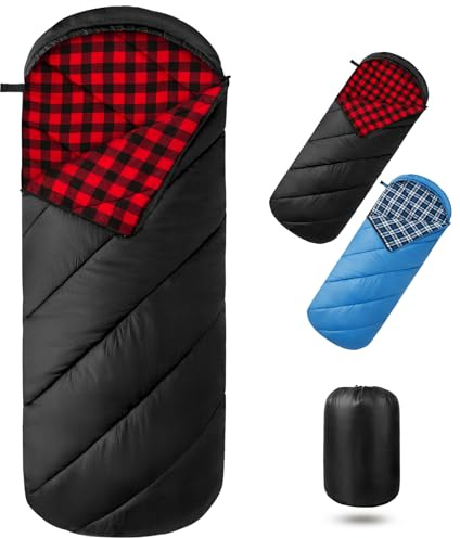 Bessport Schlafsack 3-4 Jahreszeiten - Flanell Schlafsack Winter, Warmer Outdoor Deckenschlafsack Kleines Packmaß Ultraleicht wasserdicht für Camping, Reisen, Wandern, für Erwachsene
