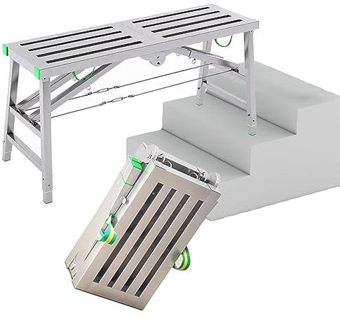 GXXINGIN Andamio Plegable de 15.7 Pulgadas de Ancho, Plataforma de Trabajo Multiusos, Torre de andamio, Escalera, Taburete, Banco de Trabajo con Altura Ajustable de 5 velocidades para mejoras del Hog