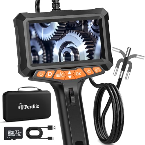 Ferdiiz Endoskopkamera mit Licht, 1080P HD 5'' LCD 360° Drehbare Endoskop