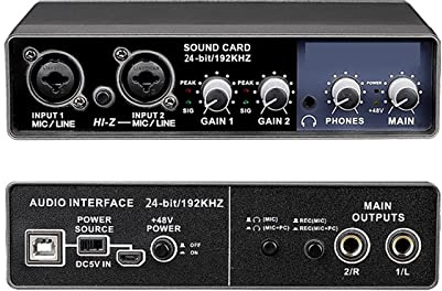 Interface-Soundkarte mit Überwachung, E-Gitarren-Live-Aufnahme Professionelle Soundkarte for Studio, Gesang