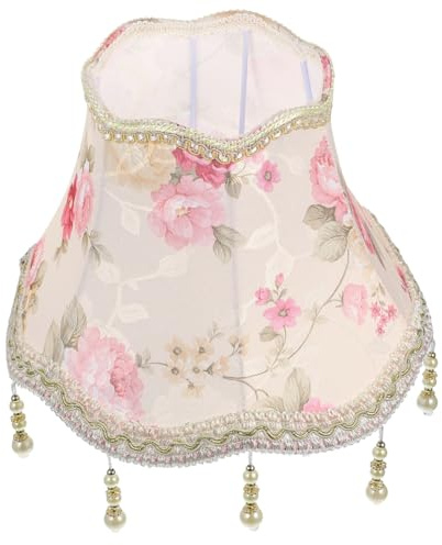 Didiseaon Glocken Lampenschirm Stoff Vintage E27 für Tischlampe Nachttischlampe Schlafzimmer Rosa Quaste Europäisch Dekorativ