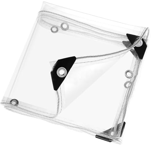 Abdeckplane Wasserdicht-mit ösen-Transparente Plane,Durchsichtige Tarp für Außenbereich Pflanzen Gewächshaus Garten MöBel Pet Hutch Dach (PVC) (3x3m)