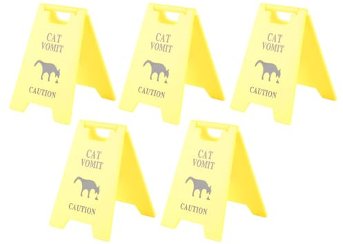 Yinhing Lot de 5 Panneaux d'avertissement Amusants en Plastique ABS pour Vomissements de Chat, 2,64 X 3,94 Pouces, Idéal pour les Propriétaires de Chiens pour une Utilisation Intérieure et (Chat)