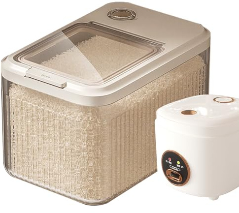 Boite A Riz, Boite A Croquette Pour Chat, 5/10/15KG Boîte Rangement De Riz Et Céréales, Conteneur De Stockage Céréales, Matériaux Sûrs, Double Scellé, Résistance Aux Insectes, Pour Chien, Chat