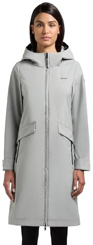 khujo Damen lange Übergangsjacke Mantel aus matt schimmerndem Material Parka mit großer Kapuze Femke2 XS-XXL