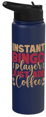 Bingo Game Instant Player Just Add Coffee Bingo Stainless Steel Insulated Water Bottle