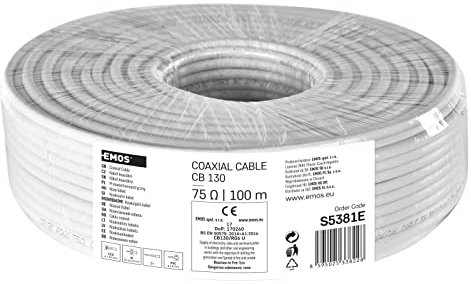 Emos Cable Coaxial CB130, 100 Unidades, s5381e