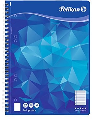 Pelikan 100120 Spiralblock A5, 80 Blatt, Lineatur 27 (liniert), Schulschreibpapier, 90g/m², FSC Mix, weiß