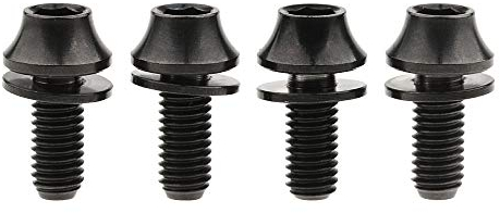 Yaruijia Titan-Schrauben mit Unterlegscheibe für Fahrrad-Wasserflaschen-Halter, M5 x 12mm, 4er Pack, Schwarz