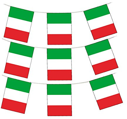 GrassVillage MEGA VALUE Italy Flag Bunting – 33ft (10m) Long with 24 Flags – Italian Tricolor Banner for Euro, World Cup, National Day, Festivals & Party Decorations