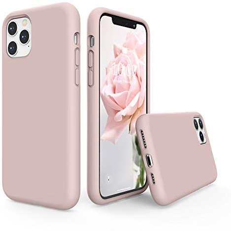 SURPHY Liquid Silicone Case Compatible with iPhone 11 Pro Max Case, Soft Rubber with Microfiber Cloth Lining Full Body Design Shockproof Case for iPhone 11 Pro Max 6.5, Pink