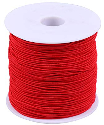 TOYANDONA 100M Elastisch Band Nähbänder Gummiband Rund Kordelspule Gummilitze DIY Nähen Bastelzubehör für Verschiedene Kleidung Hose Kleid Taille 1mm 1 Rolle Rot