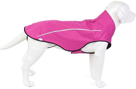 Mile High Life Hunderegenmantel Einstellbare wasserdichte Haustierkleidung Leichte Regenjacke mit reflektierendem Streifen Einfacher Einstiegsverschluss (M,Pink)