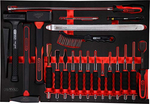 KS Tools 811.0022 Hammer- / und Meißel-Satz in Schaumstoffeinlage, 22-tlg