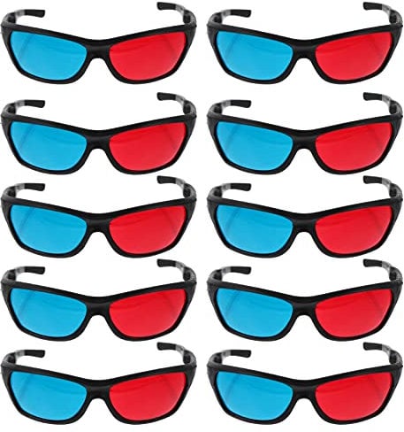 Milisten 10pcs 3D Glasses for TV Movie Cyan Red Blue 3 Dimensional Glasses for Anaglyph Stereoscopic Movie Comic Book Photo Projector Computer Screen Game
