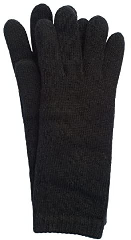 FosterNatur, Premium Damen Handschuhe gerauht, 100% Merinowolle (7,5, Schwarz)