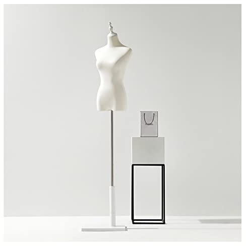 GXFWJD Schneiderpuppe Schneiderbüste Damenbüste Schneiderbüste kleiderpuppe Büste Höhenverstellbar Rechteckiger Sockel Holz für Kostümbildner Boutiquen (Color : White, Size : S/Small)