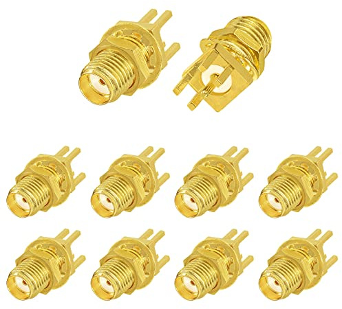 Superbat SMA Buchse PCB Edge-Montage Connector | Lötverbindung für 0.062 End Launch | 50 Ohm Gold-beschichtet | 10 Stück für RF-Anwendungen
