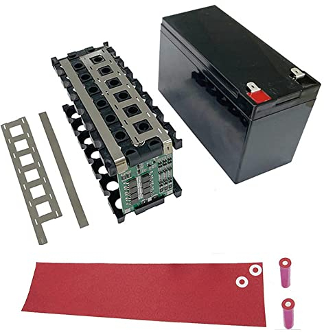 DIY-Kits 18650 Batteriegehäusehalter, 18650 Batterieisolatorring, 3S 40 A 12 V Li-Ion-Lithiumbatterie-Schutzplatine PCB BMS, Reine Nickelstreifen für DIY-Lithium-Batteriepack (Black)