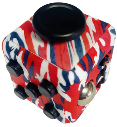Würfelwürfel für Unterhaltung, Angst, Stressabbau, Aufmerksamkeit, Konzentration, Kunststoff-Spielzeug, Stressabbauwürfel (Camouflage-rot-weiß-schwarz)