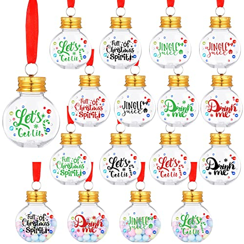 Dingion 12 Stück Weihnachtsschnabel-Ornament, befüllbar, transparent, Weihnachtsgetränkekugeln, Festliche Schnapskugeln, Baumschmuck, zum Aufhängen für Weihnachten, Urlaub, Hochzeit, Party, DIY