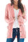 Uusollecy Gilet Long Femme Hiver Chaud De Boutonnage Décontracté Grosse Maille avec Poche Gaufré Cardigan, Rose, XL