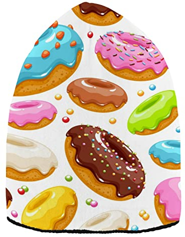 YOUJUNER Beanie-Mütze Bunte Donuts-Muster Winter Mütze für Herren und Damen, Warme Beanie Knit Cuffed Weiche Cuffed Hat Unisex-Mütze Watch Thermo Strickmütze Laufmützen Sportmütze