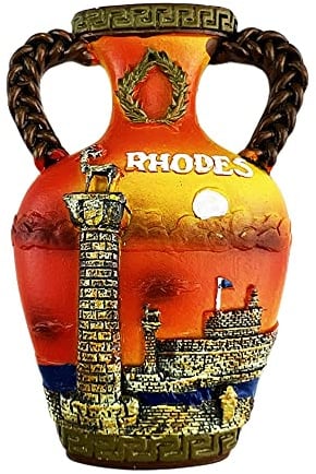 3D Rhodes Greece Fridge Magnet Souvenir Gift,Resin Handmade Rhodes Refrigerator Magnet Home & Kitchen Decoration Collection